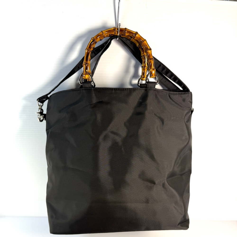 Banana Republic Black Tote with Bamboo Handles